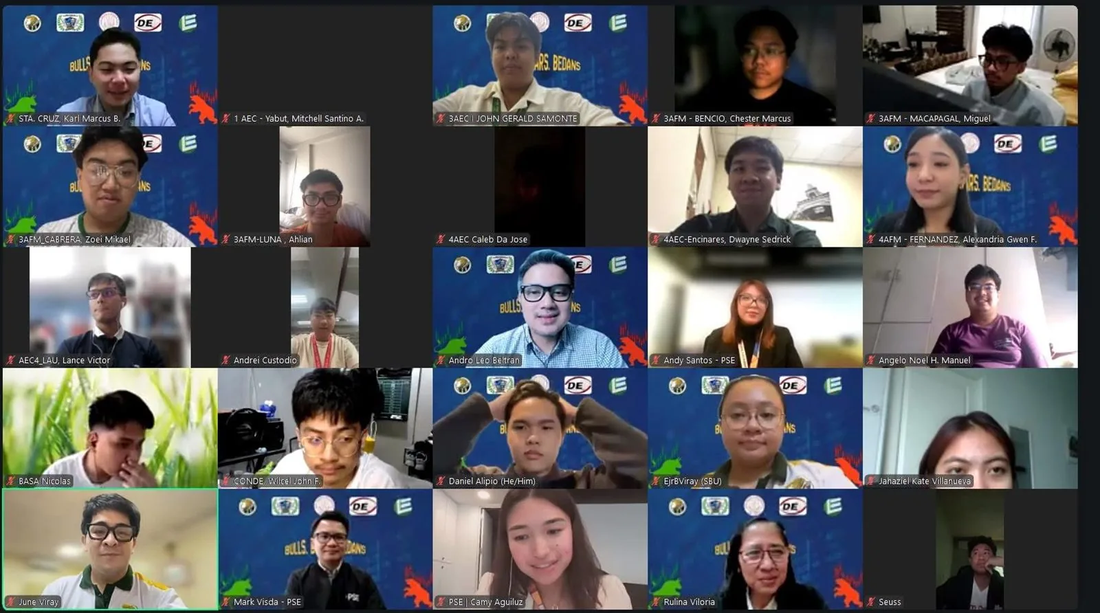 Zoom gallery of participants during the online seminar